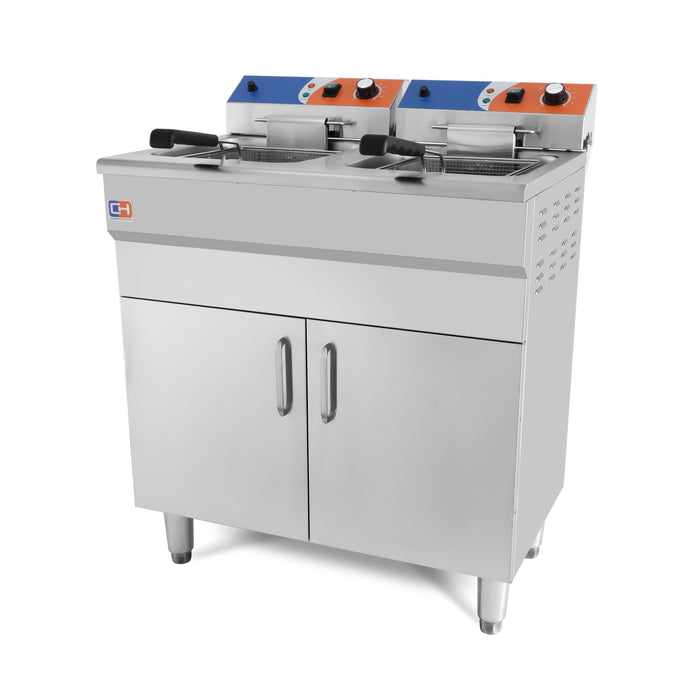 Freidora eléctrica 2 cubas 14+14 litros con mueble EF-162VC