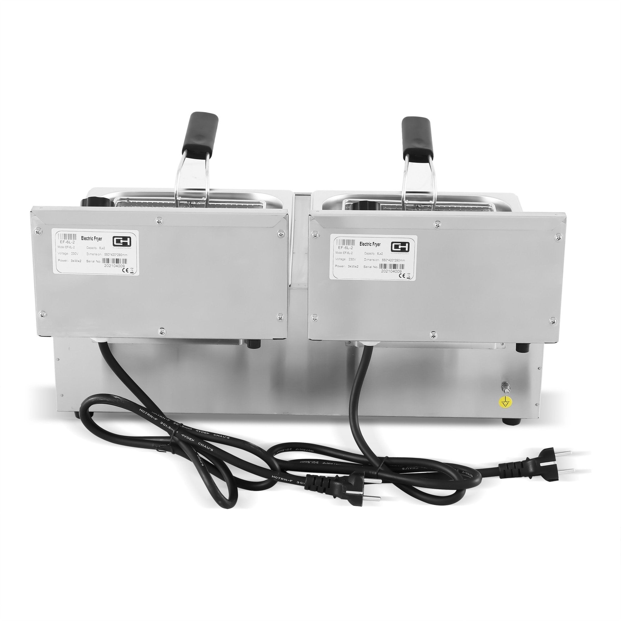 Freidora eléctrica 2 cubas 6+6 litros sin grifo EF - 6L - 2 - FrigeriaHosteleria.com