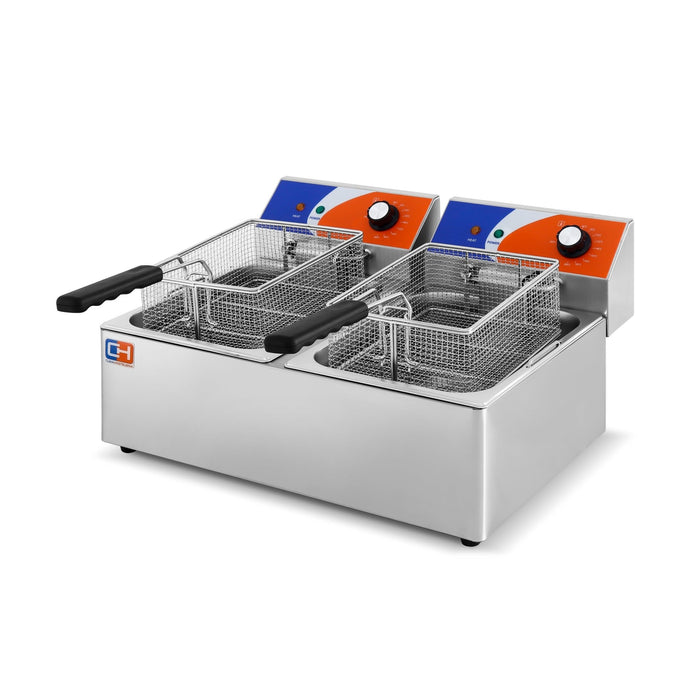 Freidora eléctrica 2 cubas 6+6 litros sin grifo EF - 6L - 2 - FrigeriaHosteleria.com