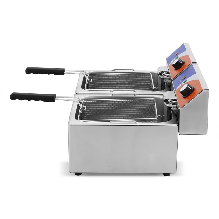 Freidora eléctrica 2 cubas 6+6 litros sin grifo EF - 6L - 2 - FrigeriaHosteleria.com