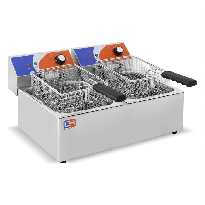 Freidora eléctrica 2 cubas 6+6 litros sin grifo EF - 6L - 2 - FrigeriaHosteleria.com