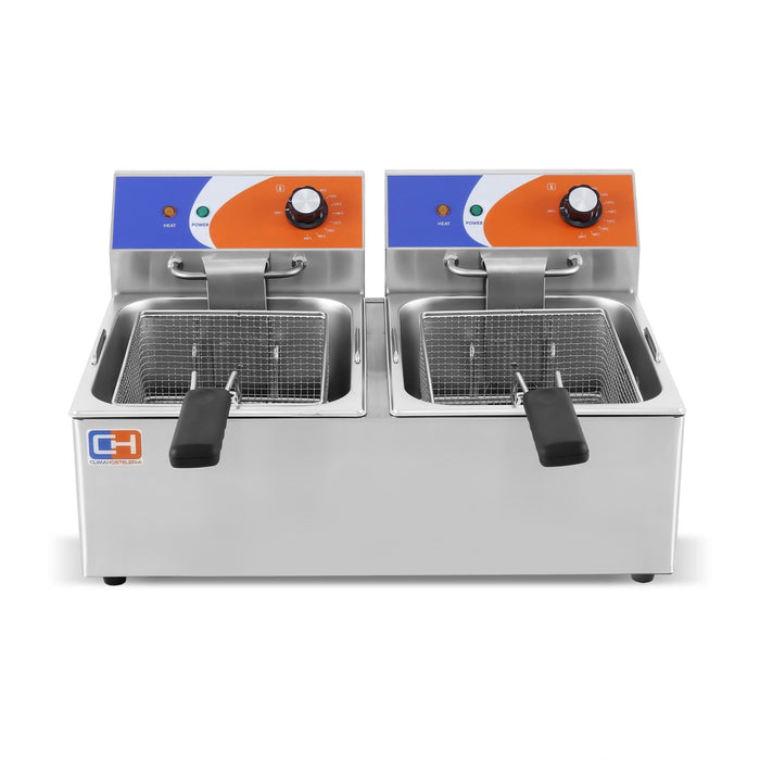 Freidora eléctrica 2 cubas 6+6 litros sin grifo EF - 6L - 2 - FrigeriaHosteleria.com