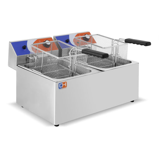 Freidora eléctrica 2 cubas 8+8 litros EF - 8L - 2 - FrigeriaHosteleria.com