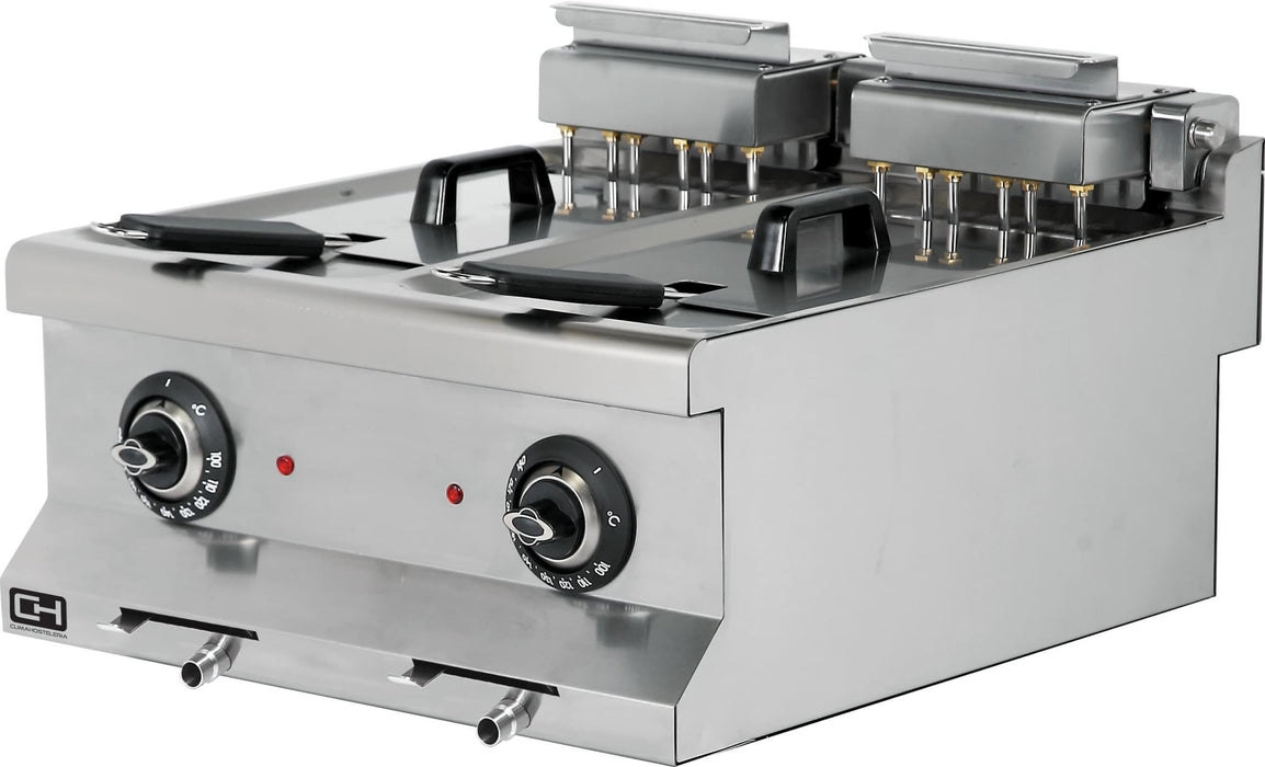 Freidora eléctrica sobremesa 2 cubas 10+10 litros 60x60 EMP6FE020 - FrigeriaHosteleria.com