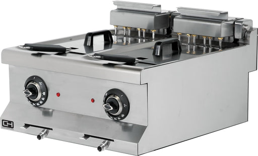 Freidora eléctrica sobremesa 2 cubas 10+10 litros 60x60 EMP6FE020 - FrigeriaHosteleria.com