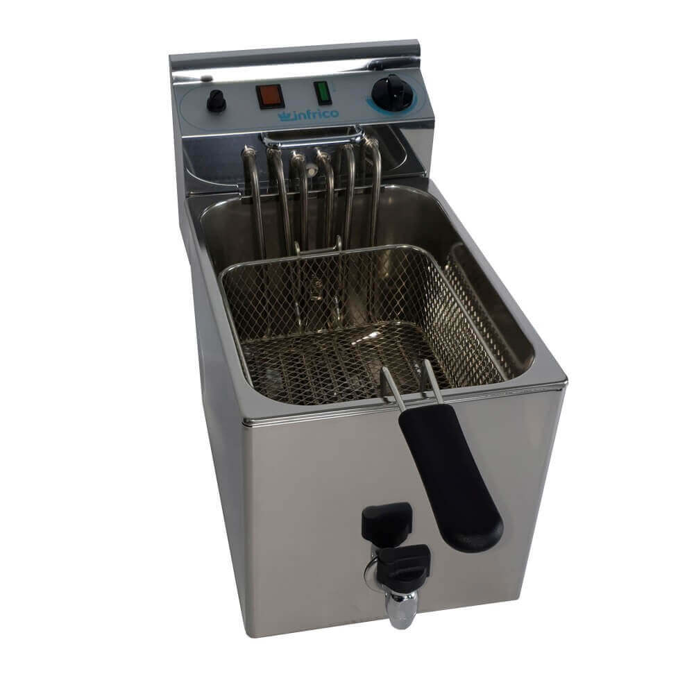Freidora eléctrica trifásica 10 litros con grifo INFRICO FR10LGT - FrigeriaHosteleria.com