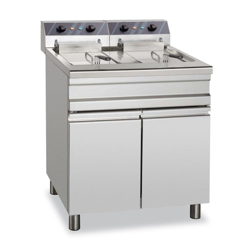 Freidora eléctrica trifásica 2 cubas 14+14 litros con mueble EF12+12S STAND ALONE - FrigeriaHosteleria.com