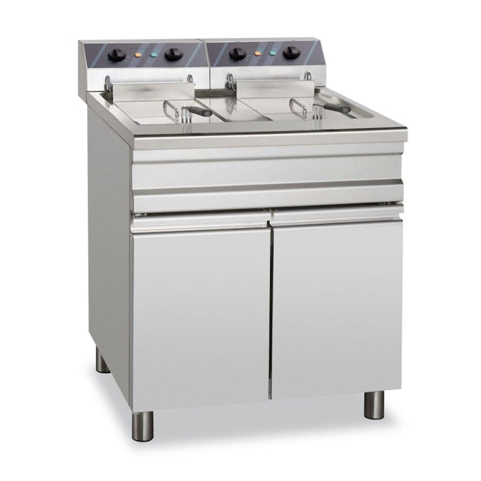 Freidora eléctrica trifásica 2 cubas 14+14 litros con mueble EF12+12S STAND ALONE - FrigeriaHosteleria.com