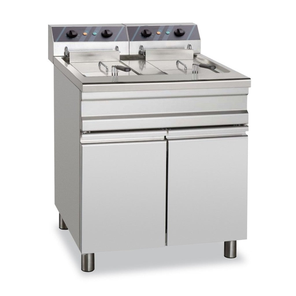Freidora eléctrica trifásica 2 cubas 20+20 litros con mueble EF25+25S STAND ALONE - FrigeriaHosteleria.com