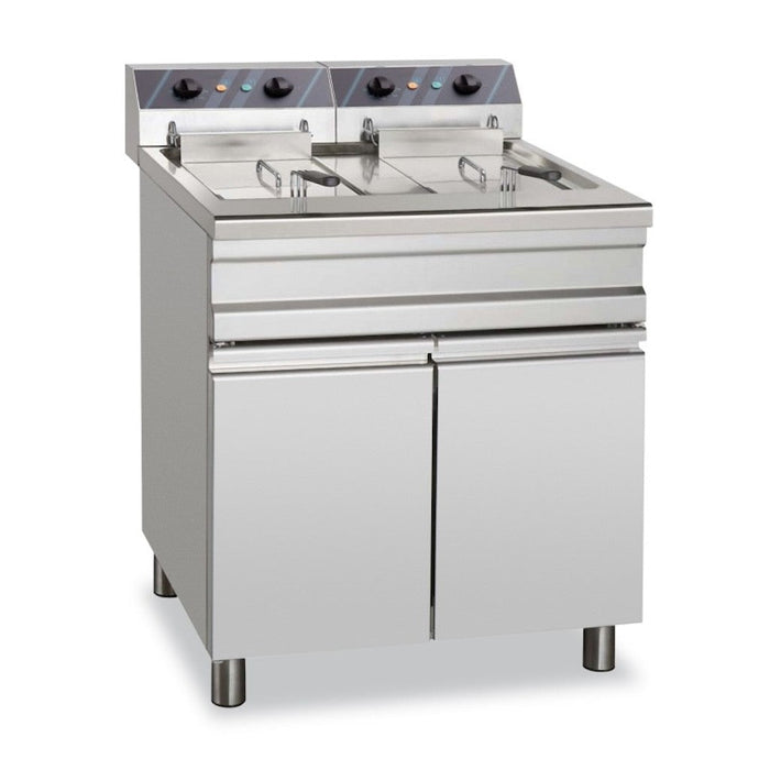 Freidora eléctrica trifásica 2 cubas 20+20 litros con mueble EF25+25S STAND ALONE - FrigeriaHosteleria.com