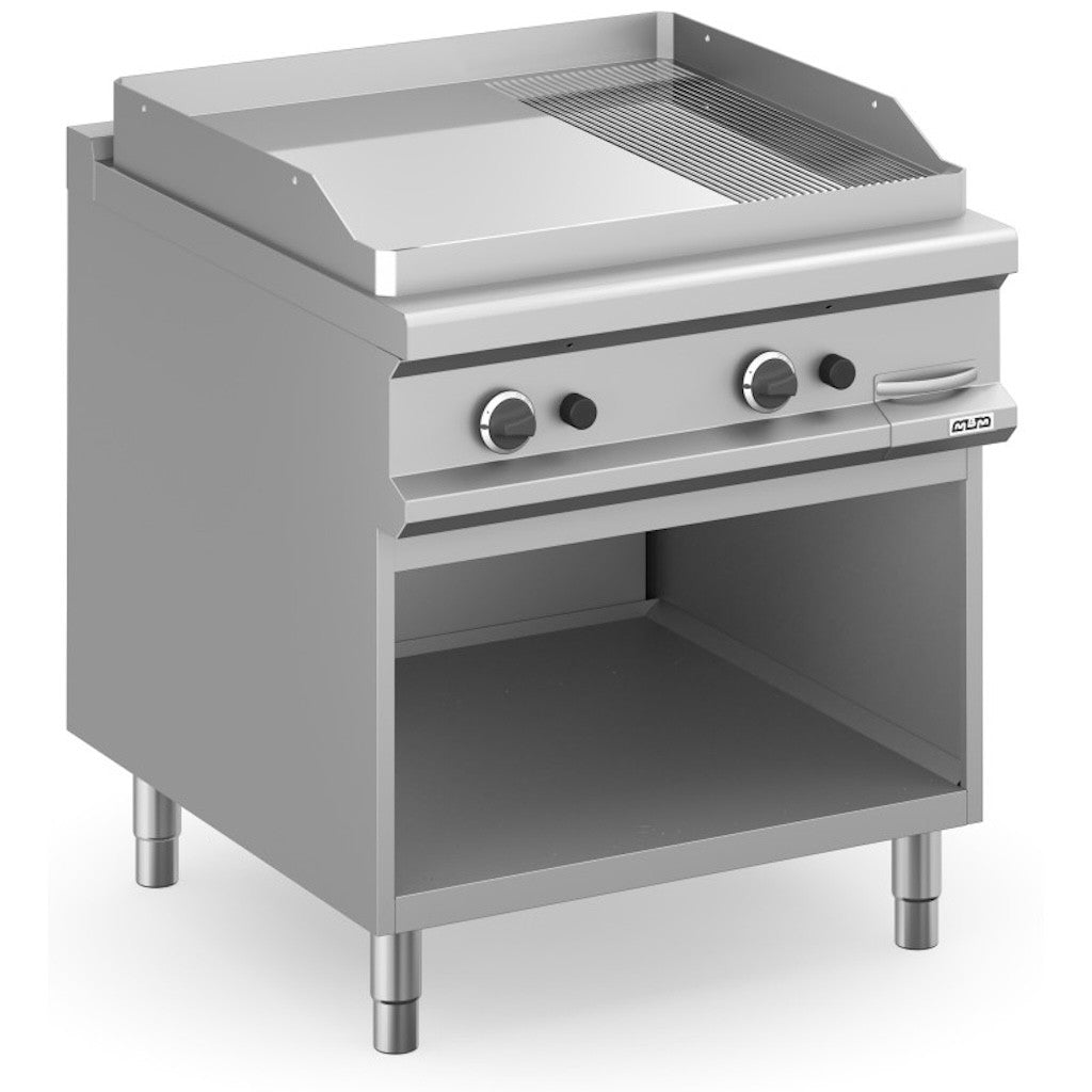 Frytop a gas 80x90 cm placa lisa y ranurada cromo duro con mueble MFTG98ALRC MAGISTRA PLUS 900 - FrigeriaHosteleria.com