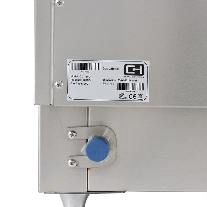 Frytop a gas cromo duro ancho 80 GG - 750D - FrigeriaHosteleria.com