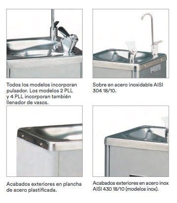Fuente de agua fría acero inoxidable con grifo llena botellas Zerica Refrizer 2PLL Inox - FrigeriaHosteleria.com