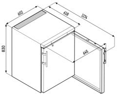 LIEBHERR Refrigerador empotrable bajo encimera con enfriamiento por circulación de aire 134 Litros FKUv 1610