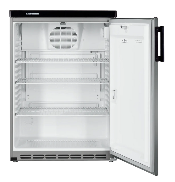LIEBHERR Refrigerador Inox empotrable bajo encimera con enfriamiento por circulación de aire 171 Litros FKvesf 1805