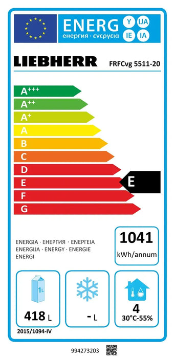 LIEBHERR Expositor refrigerado inoxidable con enfriamiento por circulación de aire 600 Litros FRFCvg 5511