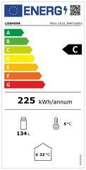 LIEBHERR Refrigerador empotrable bajo encimera con enfriamiento por circulación de aire 134 Litros FKUv 1610