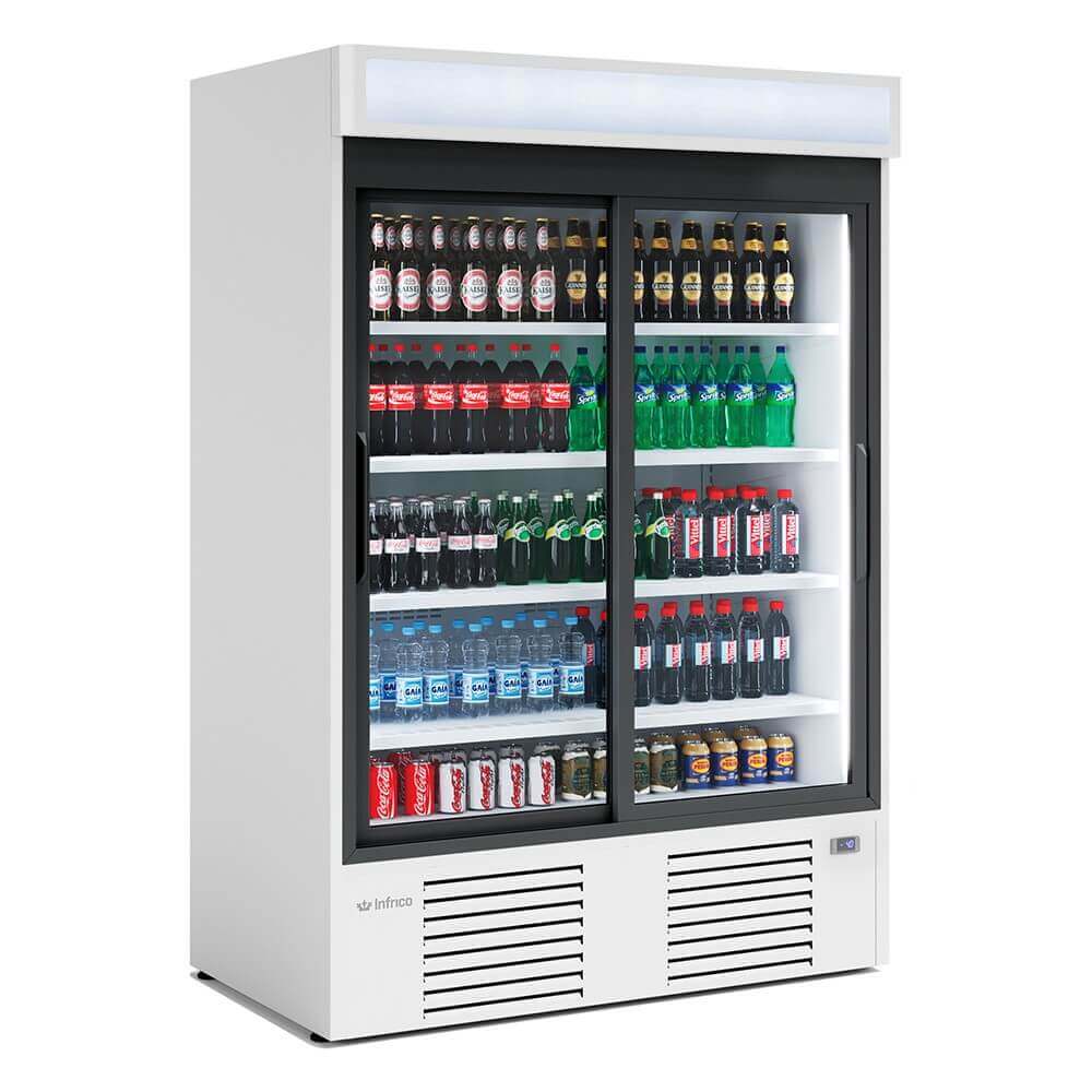 INFRICO Expositor refrigerado blanco 2 puertas corredera 1100 litros ERC100 - FrigeriaHosteleria.com