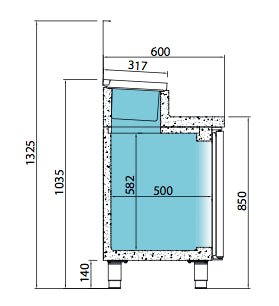 INFRICO Mesa fría preparación ensaladas Inverter A+ fondo 60 BMPP - EN - FrigeriaHosteleria.com