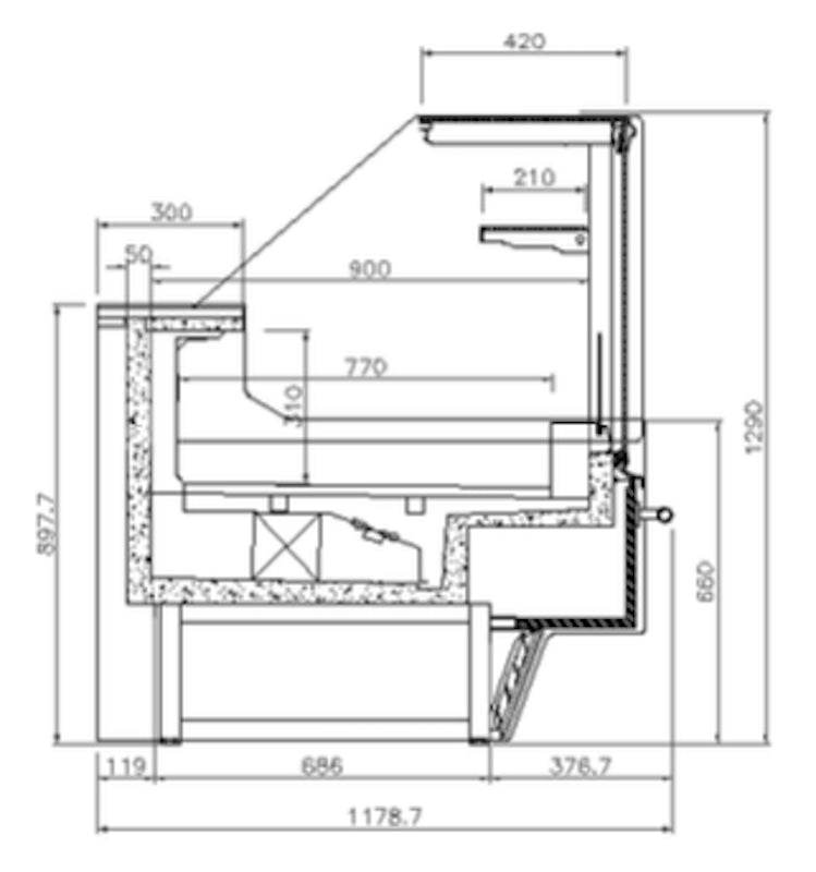 INFRICO Vitrina carnicería refrigeración ventilada cristal recto fondo 115 VBC - SUCP - FrigeriaHosteleria.com