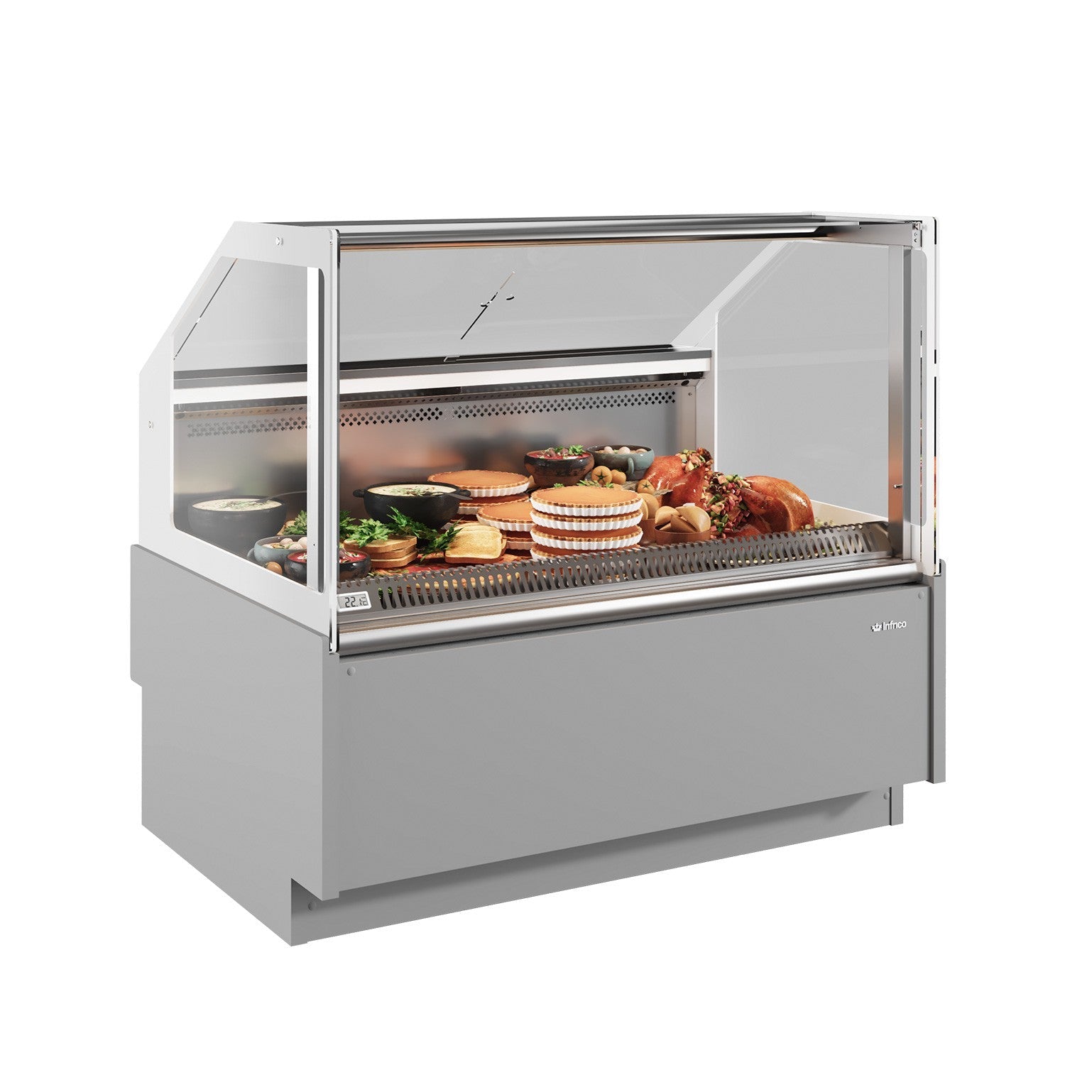 INFRICO Vitrina expositora caliente ancho 139 cm cristal recto CALIFORNIA VEE12HT - FrigeriaHosteleria.com