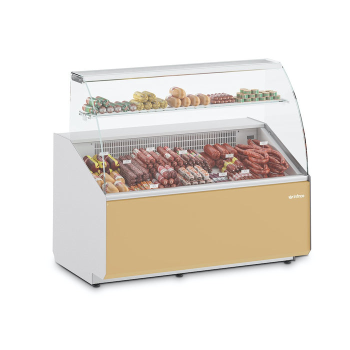 INFRICO Vitrina expositora frío estático con reserva cristal curvo JULIET VJU-C