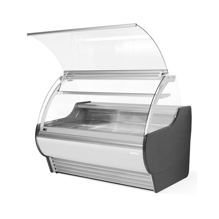 INFRICO Vitrina expositora refrigeración ventilada cristal curvo fondo 115 VBC - SU - FrigeriaHosteleria.com