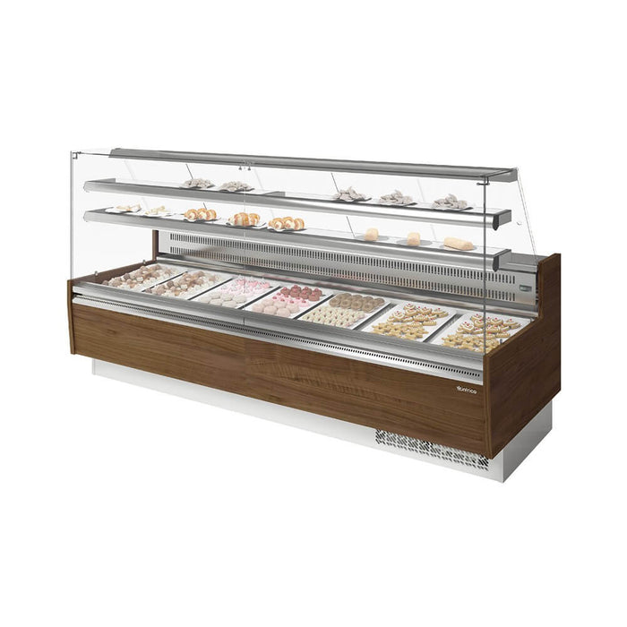 INFRICO Vitrina pasteles refrigerada con almacén cristal recto Glace VGL - P - FrigeriaHosteleria.com