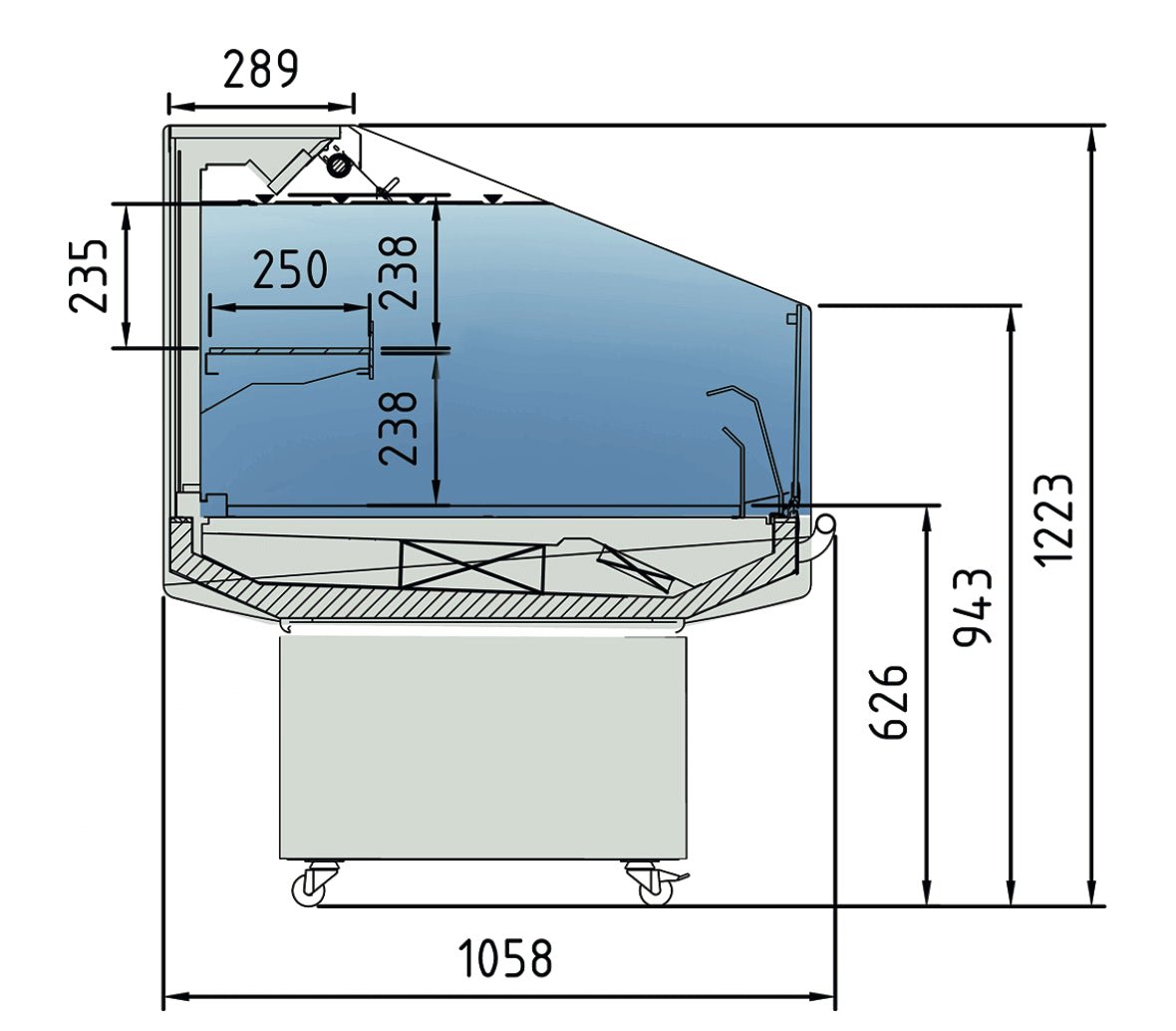 Isla expositora refrigerada 1 estante CORECO CVIS - 9 - 125 - 1E - FrigeriaHosteleria.com