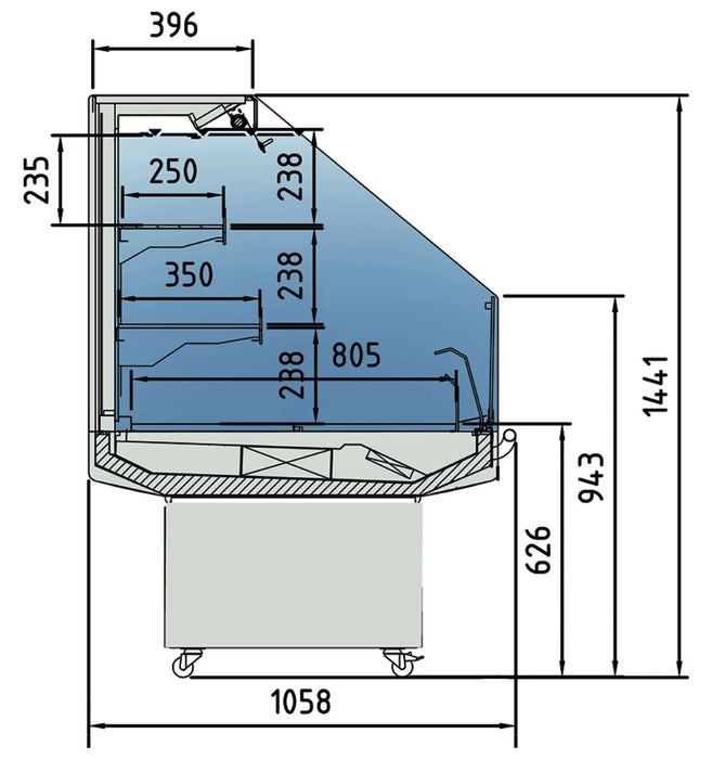 Isla expositora refrigerada 2 estantes CORECO CVIS - 9 - 125 - 2E - FrigeriaHosteleria.com
