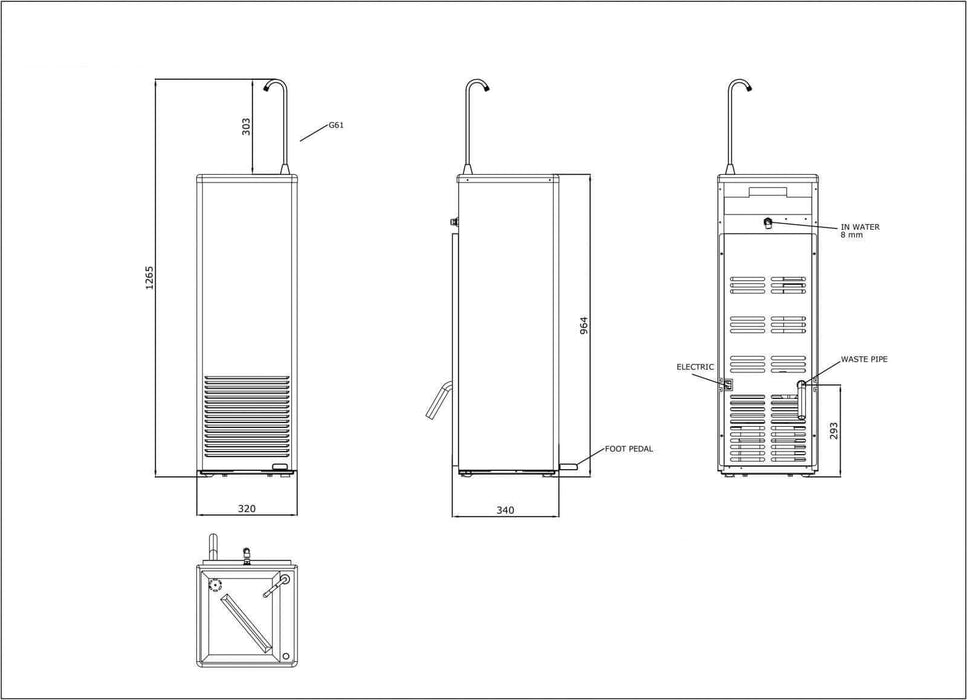 ITV Fuente de agua fría con pedal y grifo RA5GP - FrigeriaHosteleria.com