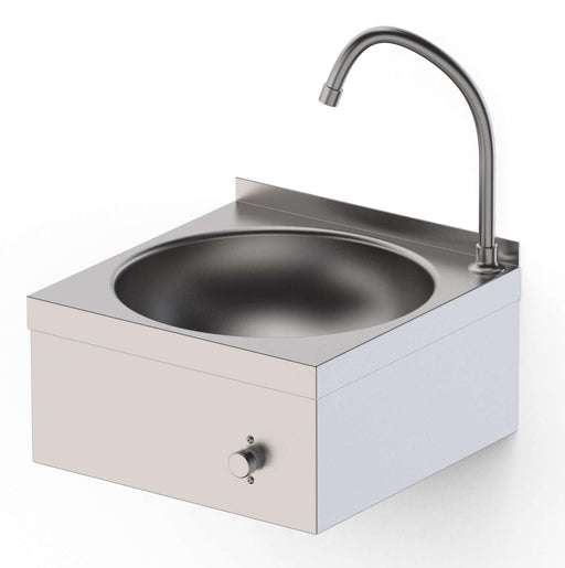 Lavamanos Mural Acero Inoxidable con pulsador automezclador 400x400x300h mm HWW14040000 - FrigeriaHosteleria.com