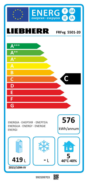 LIEBHERR Armario refrigerado blanco con enfriamiento por circulación de aire 600 Litros FRFvg 5501 - FrigeriaHosteleria.com