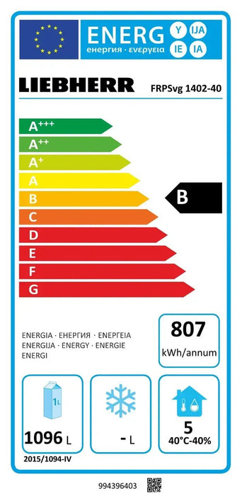 LIEBHERR Armario refrigerado inoxidable 2 puertas con enfriamiento por circulación de aire 1400 Litros FRPSvg 1402 - FrigeriaHosteleria.com
