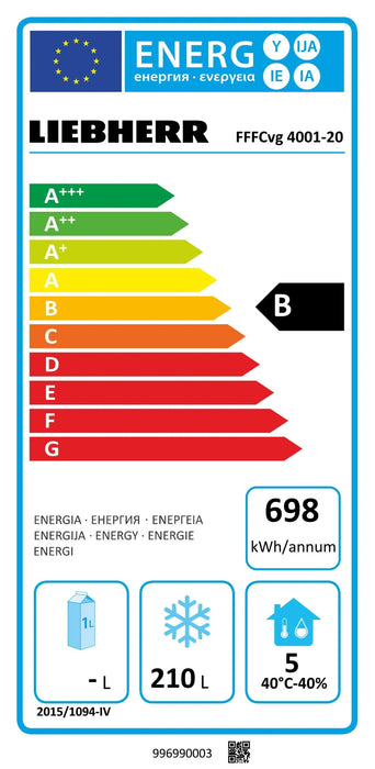 LIEBHERR Congelador vertical inoxidable NoFrost con 7 estantes 300 litros FFFCvg 4001 - FrigeriaHosteleria.com