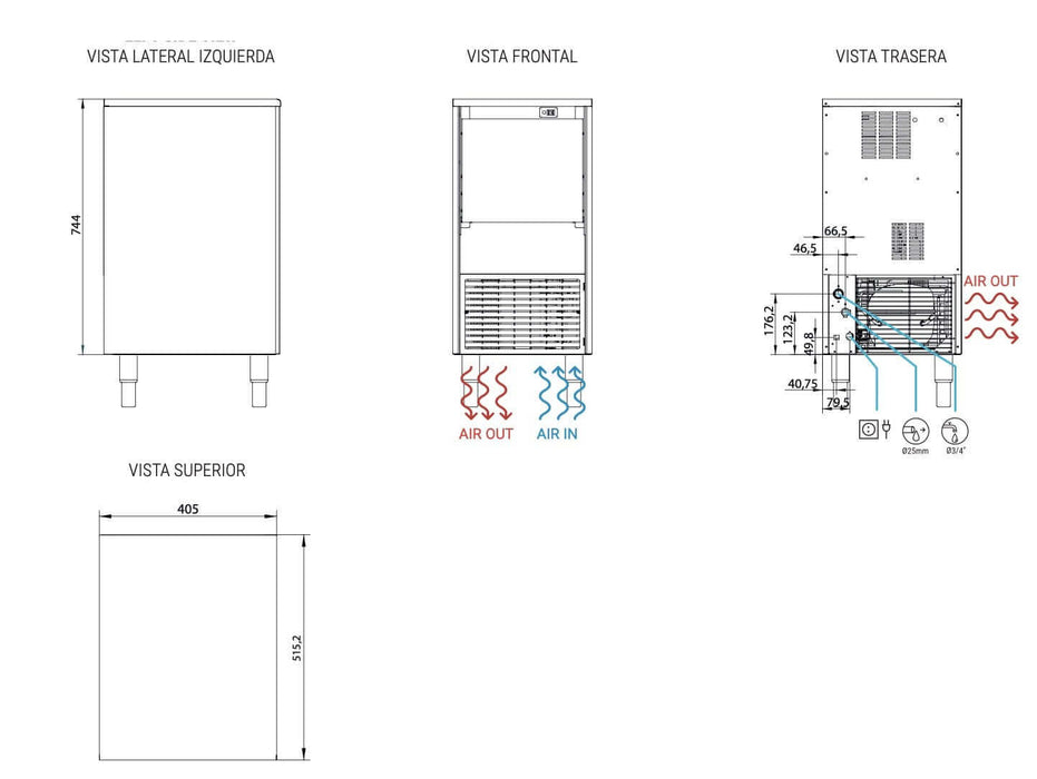 Máquina de hielo producción 39 kg ITV Delta Max NG30 - FrigeriaHosteleria.com