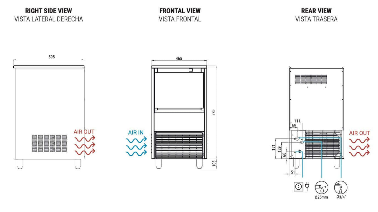 Máquina de hielo producción 45 kg ITV Delta Max NG35 - FrigeriaHosteleria.com