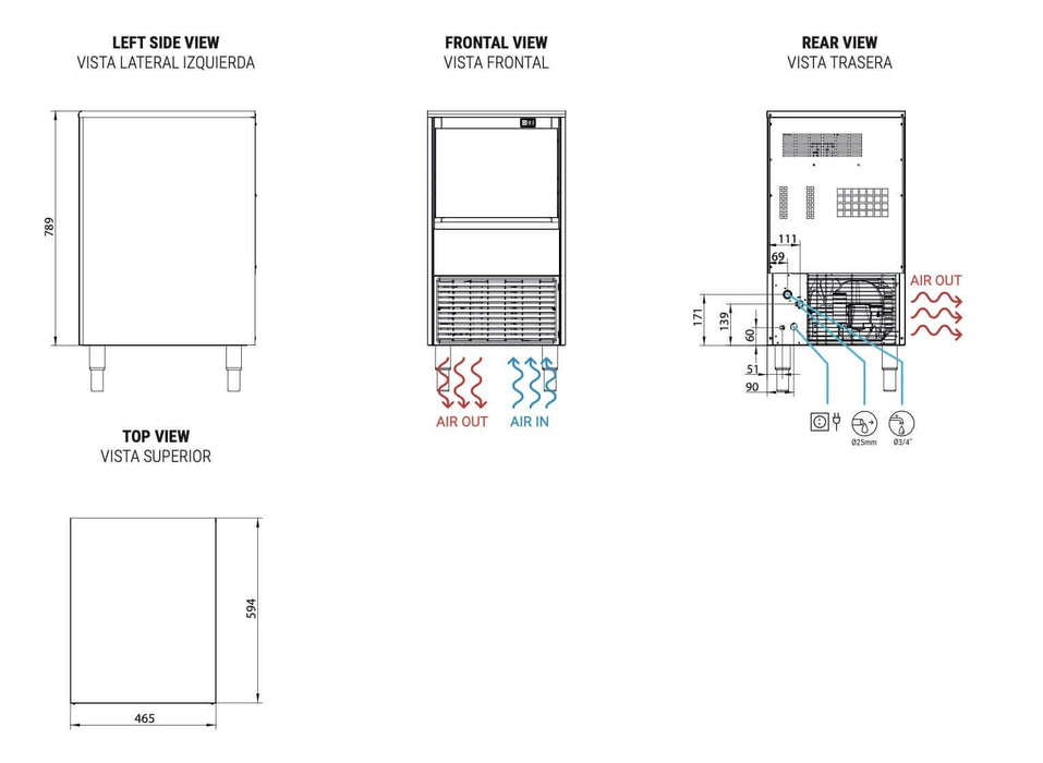 Máquina de hielo producción 61 kg ITV Delta Max NG45 - FrigeriaHosteleria.com