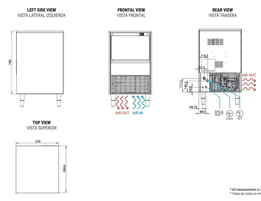 Máquina de hielo producción 77 kg ITV Delta Max NG60 - FrigeriaHosteleria.com