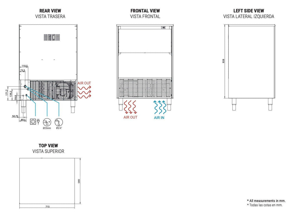 Máquina de hielo producción 80 kg ITV Delta Max NG80 - FrigeriaHosteleria.com