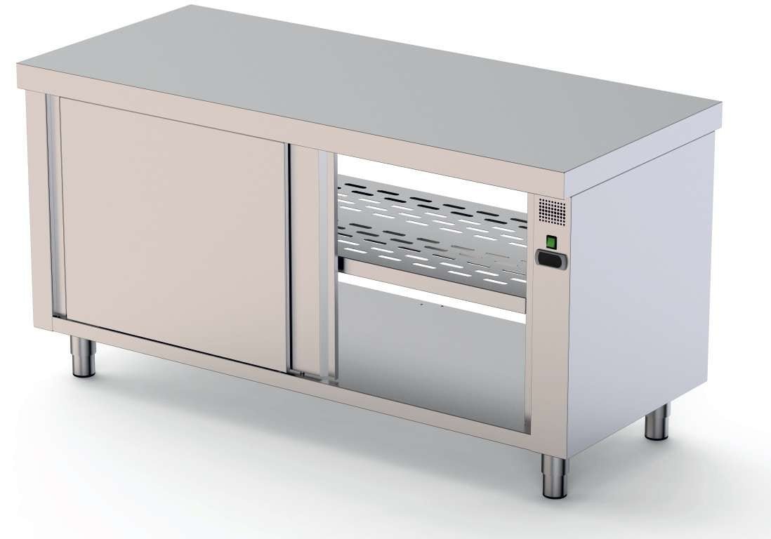 Mesa caliente central puertas corredera a dos lados ancho 150 HFTC160150PT - FrigeriaHosteleria.com