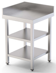 Mesa de Trabajo Acero Inoxidable Angular Para Composiciones en L Con 2 Estante 700x700x850h mm WTW170070C2 - FrigeriaHosteleria.com