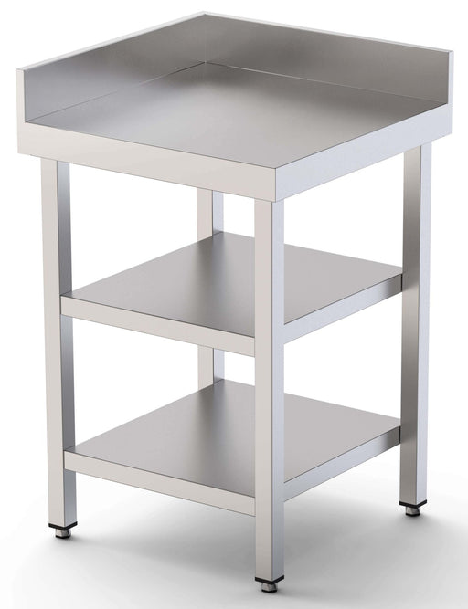 Mesa de Trabajo Acero Inoxidable Angular Para Composiciones en L Con 2 Estante 700x700x850h mm WTW170070C2 - FrigeriaHosteleria.com