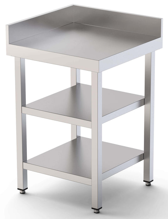 Mesa de Trabajo Acero Inoxidable Angular Para Composiciones en L Con 2 Estante 700x700x850h mm WTW170070C2 - FrigeriaHosteleria.com