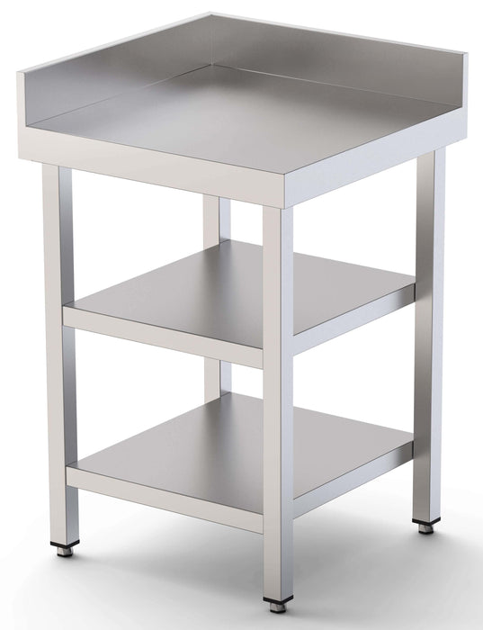 Mesa de Trabajo Acero Inoxidable Angular Para Composiciones en L Con 2 Estante 700x700x850h mm WTW170070C2