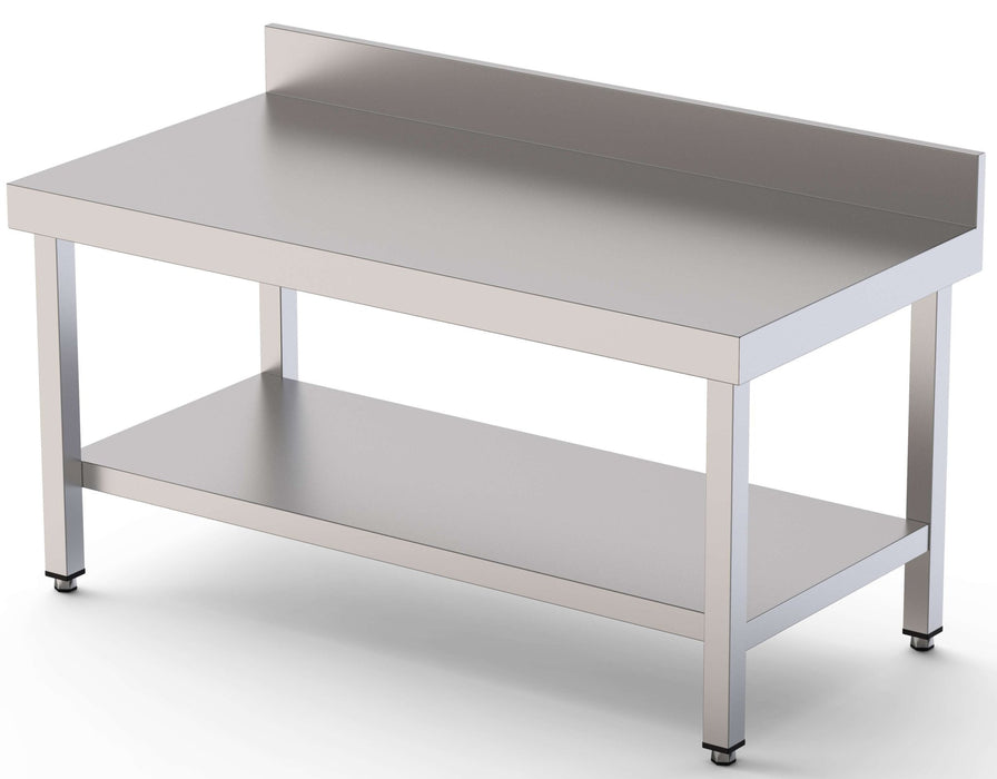 Mesa de Trabajo Acero Inoxidable Baja Mural Con 1 Estante 700x700x600h mm WTW270070S1 - FrigeriaHosteleria.com