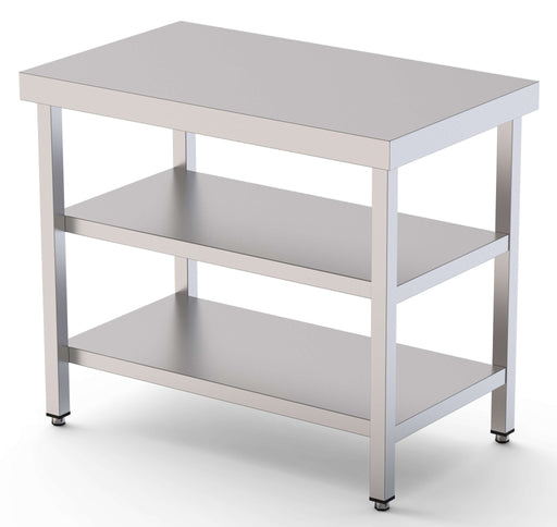 Mesa de Trabajo Acero inoxidable Central Con 2 Estante 2400x900x850h mm WTC190240S2 - FrigeriaHosteleria.com