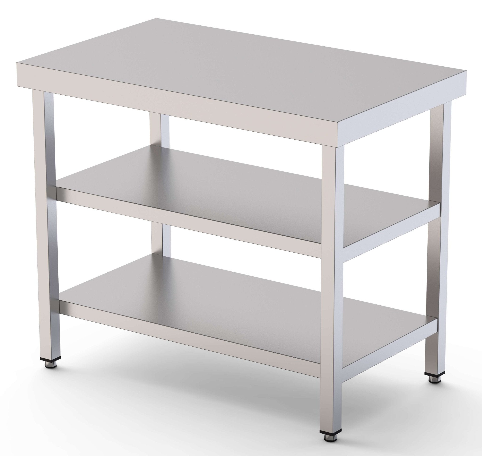 Mesa de Trabajo Acero inoxidable Central Con 2 Estante 2800x800x850h mm WTC180280S2 - FrigeriaHosteleria.com