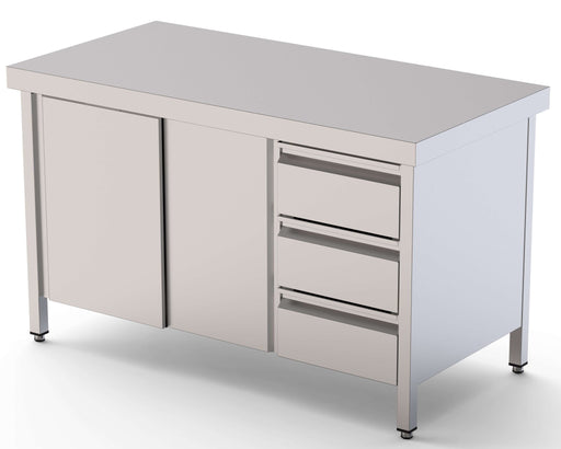 Mesa de Trabajo Acero Inoxidable Central Con Cajones a la Derecha 1600x700x850h mm WTC17016DDR - FrigeriaHosteleria.com