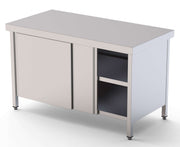 Mesa de Trabajo Acero inoxidable Central Con Puerta Corredera a 1 cara 2800x800x850h mm WTC180280SD - FrigeriaHosteleria.com